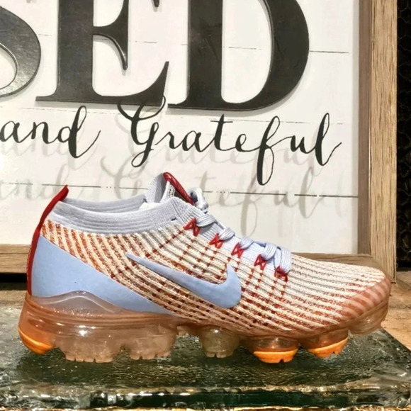 Nike Air VaporMax Flyknit 3 Blue Orange Wmns Sz 8 #AJ6910 400 New Condition - Picture 3 of 10